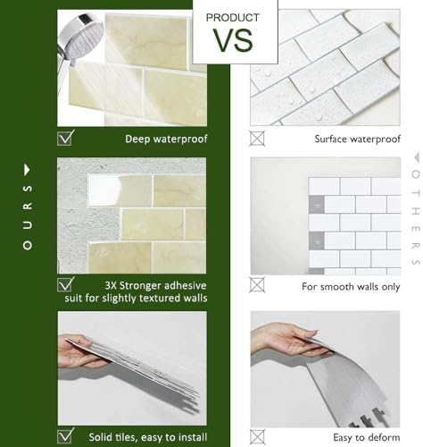 STICKGOO 10-Sheet Subway Tile Peel and Stick Backsplash, Self Adhesive Vinyl - Image 4