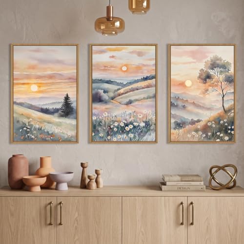 Large Boho Sunset Framed Canvas Wall Art Set -16"x24"x3 - Image 2