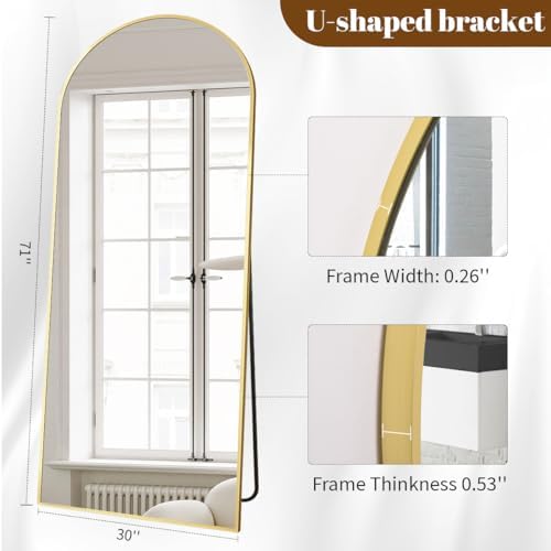 Koonmi 71x30 Arched Full Length Mirror, Floor Mirror - Image 4