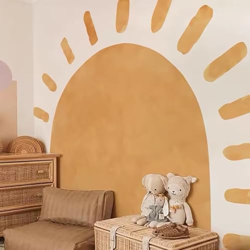 Boho Sun Fabric Wallpaper Kids Wall Stickers Nursery Self-Adhesive Arch Wall by Liwo