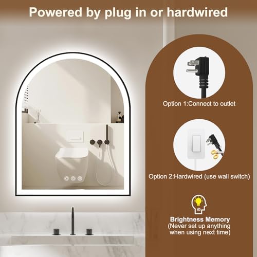 24"x30" Arched LED Lighted Bathroom Mirror - Image 5