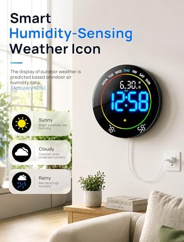 MASHI 10" Easy-Read Large Digital Wall Clock, 11-Color Night Light - Image 4