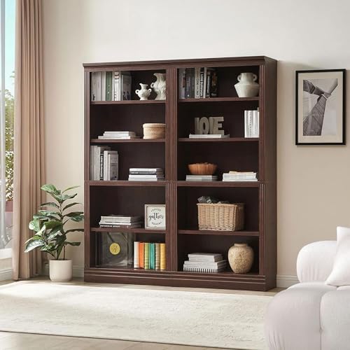 JAHRSTIM Halston Standard 5-Tier Tall Bookshelf Shelving Unit, Dark Cherry - Image 5