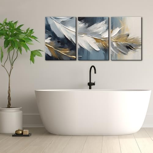 Pacimo Abstract Canvas Wall Art, Feather Pictures Modern Wall Decor - Image 3