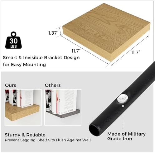 Venusmiles 12"x12" Square Floating Shelves - Image 3