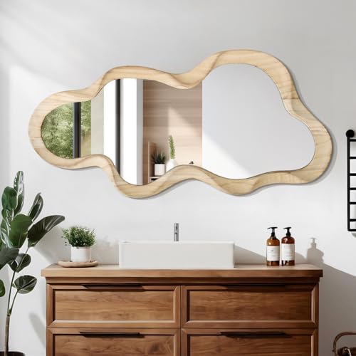 Asymmetrical Mirror for Wall Decor Large Modern Wooden Framed Wall Mirror - Image 3