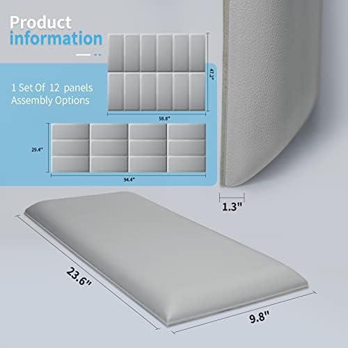 Art3d 12-Pack Peel and Stick Upholstered Headboard, 9.84 x 23.62 in - Image 2
