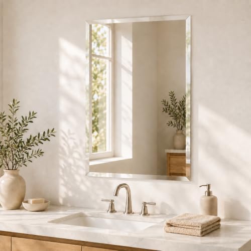 24"x36" Frameless Beveled Rectangular Bathroom Mirror - Image 2