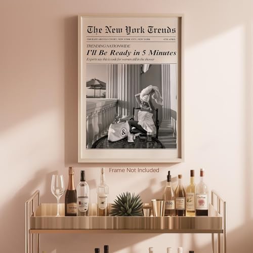 Trendy Newspaper Wall Art 8x12in Unframed Vintage Black and White Aesthetic - Image 5