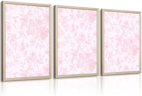 Pink Flower Wall Art Chinoiserie Floral Canvas Wall Decor Aesthetic Wall Art by Unknown