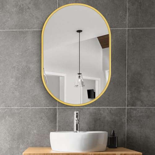 Delma 28x20 Gold Oval Bathroom Mirror - Image 7