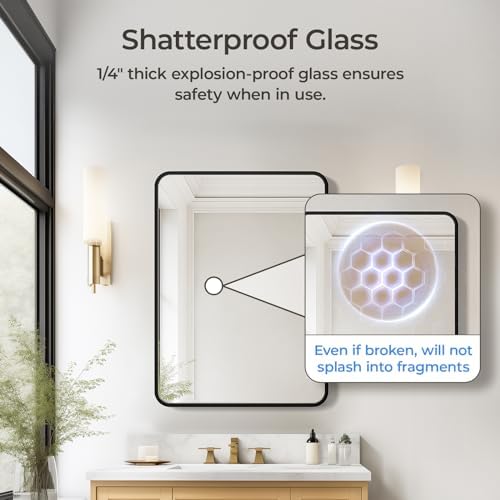 USHOWER Black Bathroom Mirror for Over Sink 22 x 30 Inch - Image 2