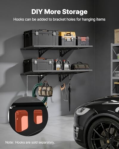 VEVOR 2-Tier Heavy Duty Wall Garage Shelving, 1.64 x 4 ft Steel Wall Mounted - Image 7