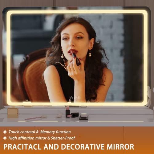 Hasipu Vanity Mirror with Lights, 31.5" x 22" LED Makeup Mirror, Lighted Makeup - Image 5