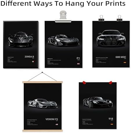 HTTART Car Posters Set of 6, Vintage Car Wall Art, Supercar Aesthetic Prints - Image 5