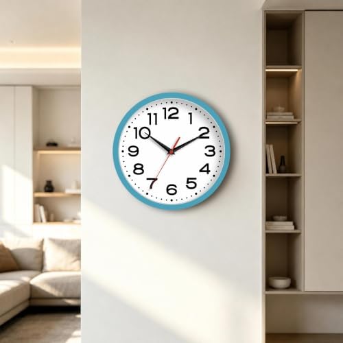 Roymnie 10 Inch Wall Clock, Battery Operated Silent Non Ticking Blue - Image 6