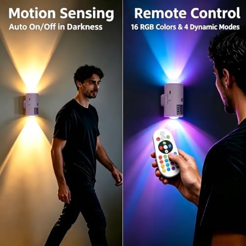 4 Pack RGB Dynamic Gradient Step Lights, Rechargeable Motion Sensor LED Wall - Image 5