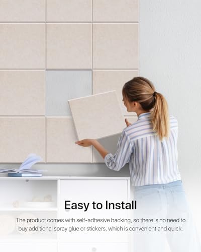 Soundsbay Self-Adhesive Soundproof Wall Panels 18 Pack 12"x12" Beige - Image 6