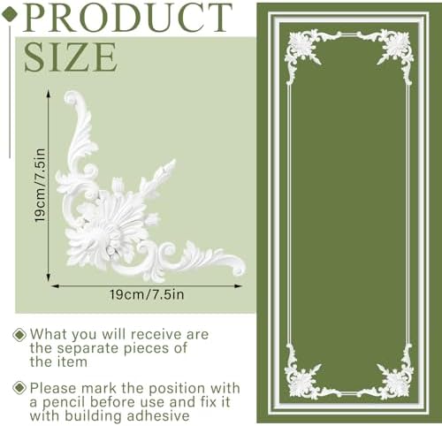 12pcs Corner Wall Molding, Wainscoting Floral Molding - Image 2