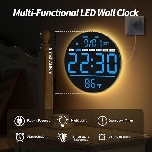 Maxstar Led Digital Wall Clock Blue, Battery Operated, Living Room Decor - Image 2