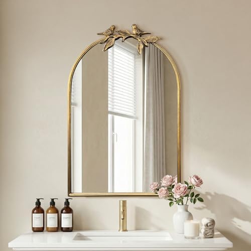 Gold Baroque Vintage Mirror for Vanity 36x24Inch Gold Antique by Oujchenghome