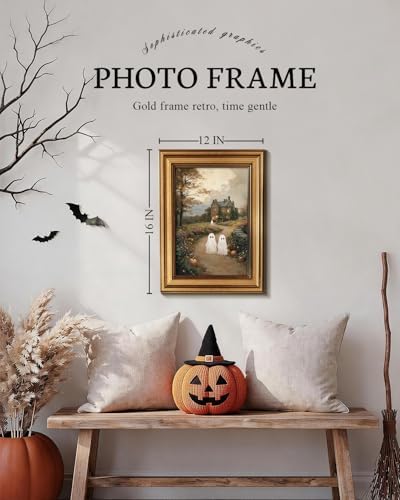 VIYYIEA Framed Halloween Wall Art Fall, Rustic Landscape Painting - Image 2