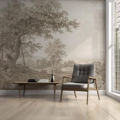 YQWDMX - Beige Forest Peel and Stick Wallpaper Jungle Self-Adhesive Mural - Image 3
