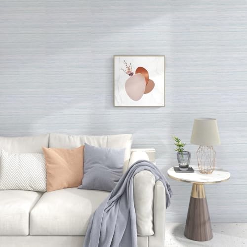 Grasscloth Peel and Stick Wallpaper Blue and White Contact Paper 15.7in x - Image 4