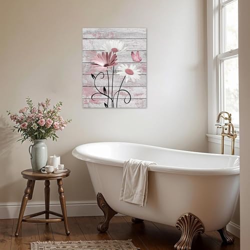 HVEST Farmhouse Pink Floral Wall Art - Image 5