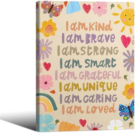 Kids Positive Quotes Wall Art Fashion Colorful Floral Affirmation Poster Cute by Unknown