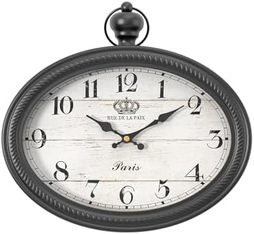 Retro Oval Wall Clock. Black Vintage Antique Style by Ddysins
