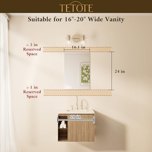 TETOTE Frameless Bathroom Mirror 16" x 24" Frameless Vanity Mirror - Image 2