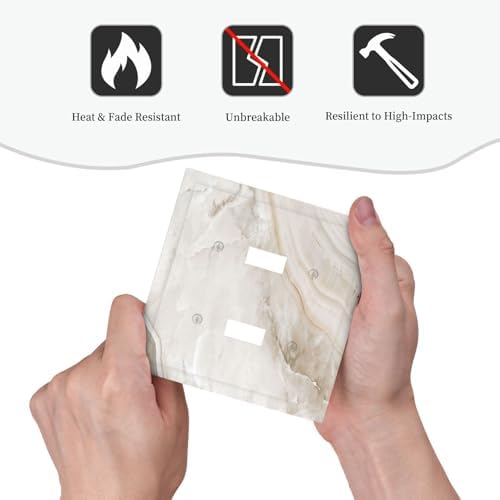 Decorative Switch Plates Beige Marble Pattern 2 Gang Double Toggle Wall Plate - Image 6