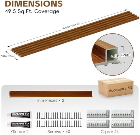RITOLLO WPC Slat Wall Panels, 90.5 x 7.9 x 0.8Inches 10Pack 3D Accent Wall - Image 2