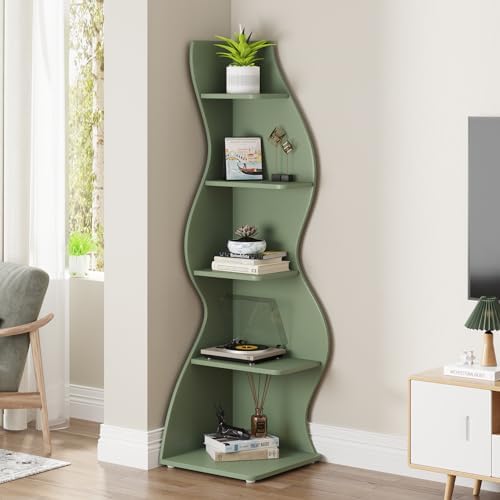 Tribesigns Corner Shelf, Modern 5-Tier Wall Corner Bookshelf, Stylish Corner - Image 5