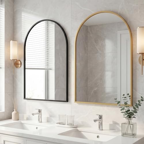 Arched Gold Bathroom Mirrors for Wall, 26x38-Inch Bathroom Mirror for Over Sink - Image 2