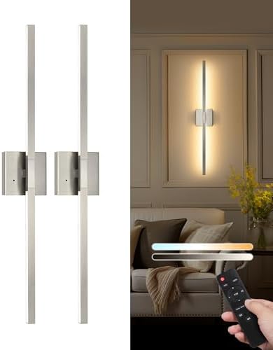 Rayogale Nickel Battery Operated Wall Sconces Set of 2, 24 Inch by Rayogale