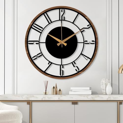 Metal Large Wall Clock, Silent Battery Operated Clocks - Image 3