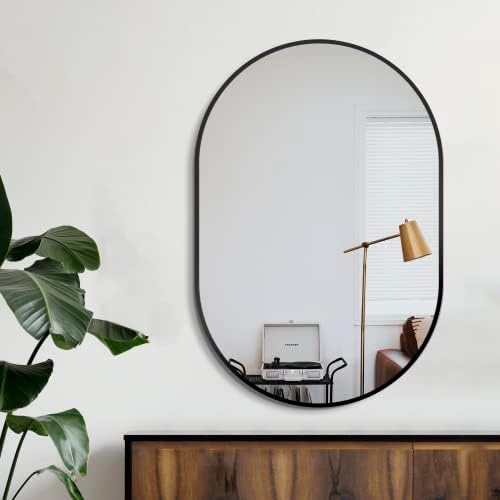 Delma 36x24 Black Oval Bathroom Mirror - Image 2