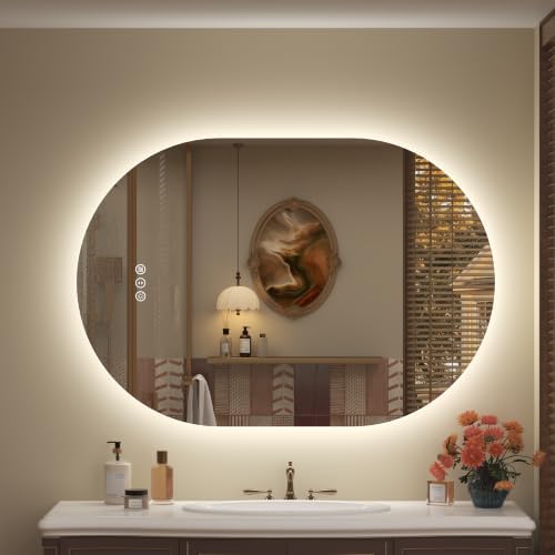 40x30 Inch Oval LED Bathroom Mirror by CHARMOR