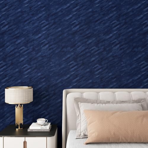Yenhome Vintage Navy Blue Velvet Brushed Textured Peel and Stick Wallpaper - Image 2