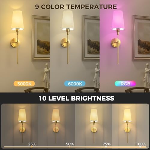 Battery Operated Wall Sconce: Set of 2 Wireless Wall Light 12000mAh - Image 3