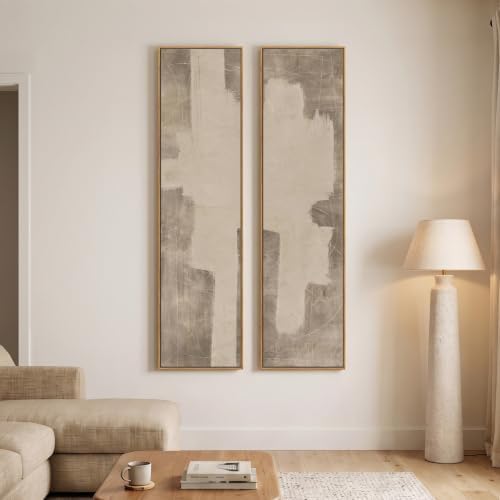 Framed Neutral Abstract Vertical Wall Art - Image 4