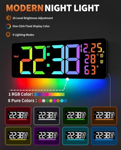 17.2" Large Digital Wall Mount Clock, Big LED - Image 4