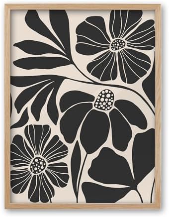 iHery 16x20in Natural OAK Wood Framed Abstract Flower Wall Art by iHery