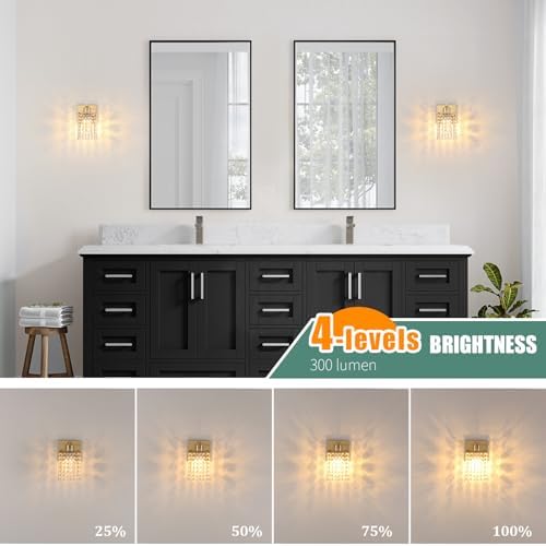 Shenmoyl Set of 2 Crystal Battery Operated Wall Sconce, Rechargeable Wall Lamp - Image 6
