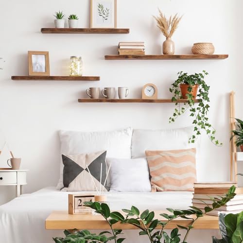Pinkunn 4 Pcs Solid Live Edge Floating Shelves - Image 6