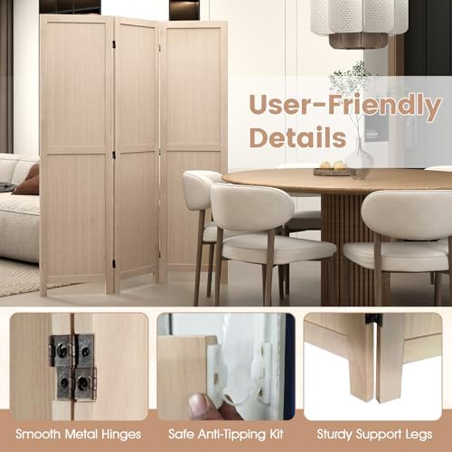 GIANTEX 3 Panel Folding Wooden Room Divider 67" Tall, No Assembly - Image 5