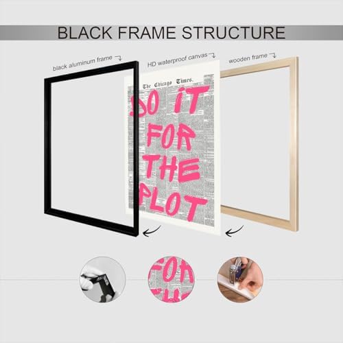 Do It Foe The Plot Wall Art Retro Newspaper Pink Font Canvas Poster Positive - Image 3