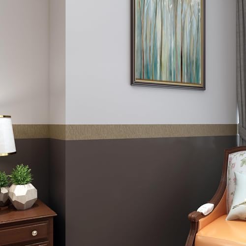 YENHOME Mirror Frame Border Textured Wallpaper Border Peel and Stick Grasscloth - Image 4